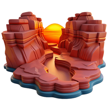 Sunset Canyon 3D Render of Desert Landscape png