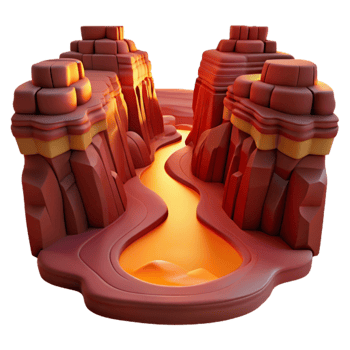 Stylized Canyon River Landscape 3D Render png