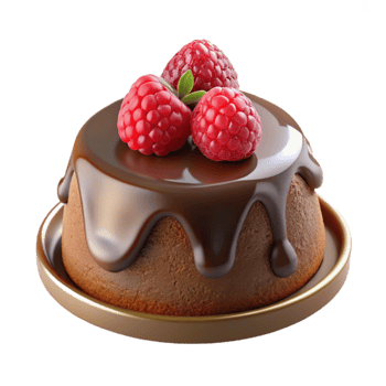 Chocolate Lava Cake with Raspberries Decadent Dessert Recipe png