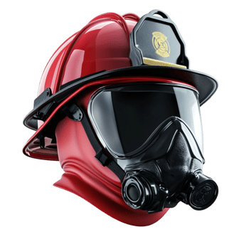 Firefighter Helmet with Gas Mask on Transparent Background png