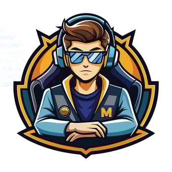 a cartoon character with headphones and sunglasses vector