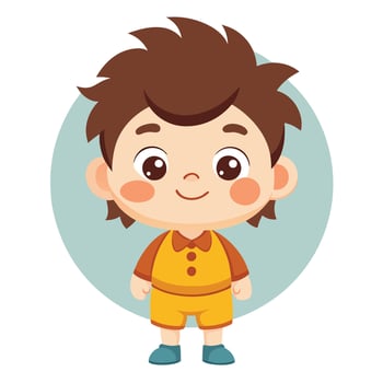 a cartoon boy with brown hair and brown shoes vector