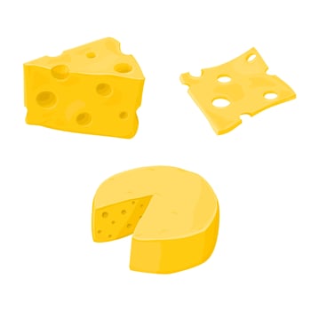 Yellow Cheddar Cheese Icon Set Color Illustration vector