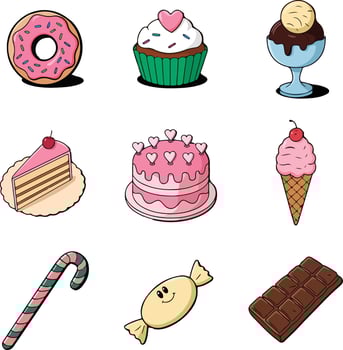 cartoon food sticker illustration vector