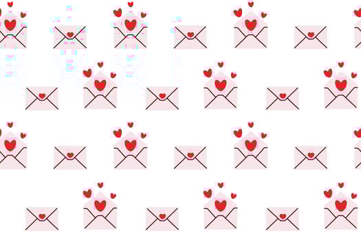 Valentine's day seamless pattern with envelope and hearts. Flat illustration. vector