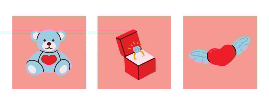 Set of Valentines day icons. Illustration in flat style. vector