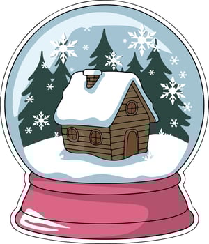 cartoon snowball globe with flat design glass ball sticker vector