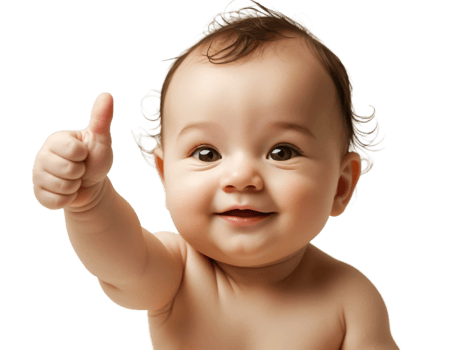 A baby is giving the thumbs up sign png