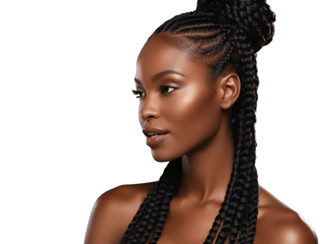 A beautiful black woman with long braids png