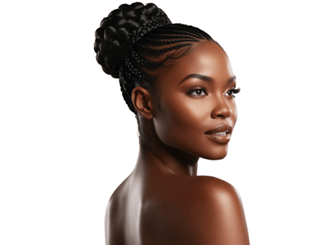 A beautiful black woman with braids in her hair png