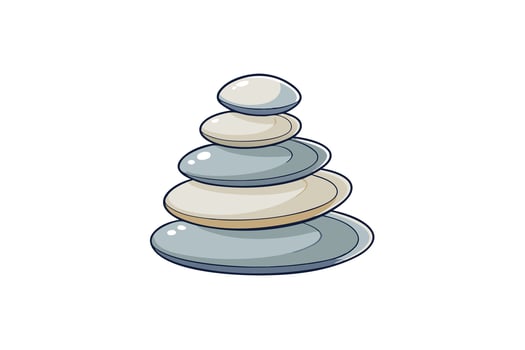 Balanced stack of smooth stones forming a harmonious zen like cairn for wellness and meditation themed illustrations vector