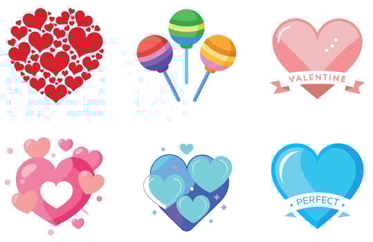 Romantic Pink Hearts Bundle - Valentine's Collection Stickers vector