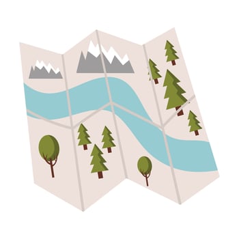 Cartoon camping area map in flat style isolated on white background. vector