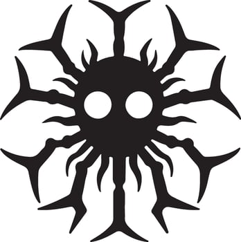 Black and white icon stylized spider silhouette abstract arachnid symbol. vector