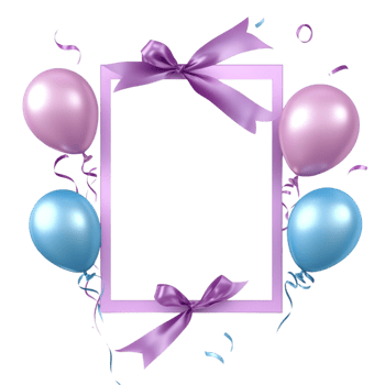 Birthday Frame with Balloons and Ribbons png