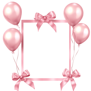 Pink Balloons and Ribbon Frame png