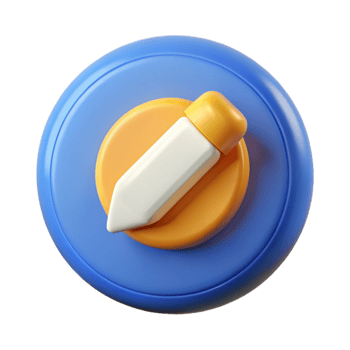 A blue and orange plastic object with a pencil png