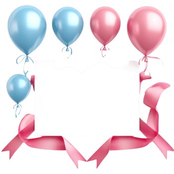 Celebration Frame with Balloons and Pink Ribbon png