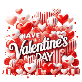 Valentine's day celebration 3d graphic design red and white color scheme png