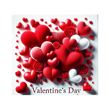 Valentine's Day romantic hearts red roses 3D rendering love symbols png