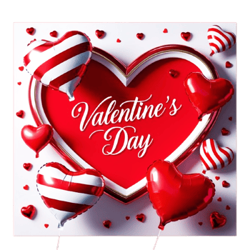 valentine's day background with red heart and balloons png