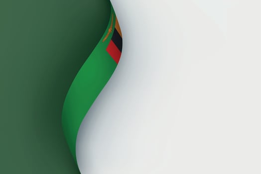 Zambia flag on Waving ribbon vector