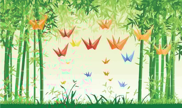 Cute Japanese Bamboo Grove Illustration vector