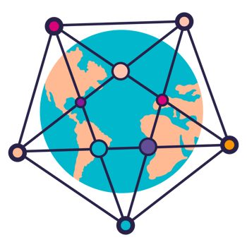 The earth is surrounded by a network of connections png
