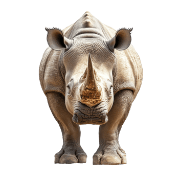 Rhinoceros standing majestically in front view png