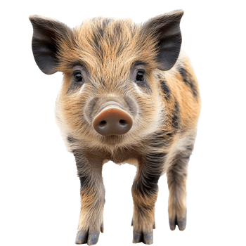 Cute piglet exploring the farm in sunny weather png