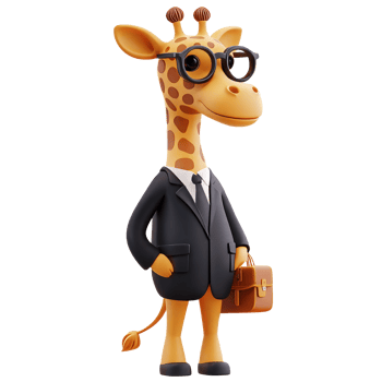 Giraffe in business attire stands confidently png
