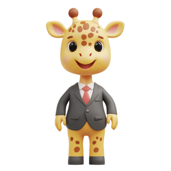 Friendly giraffe figurine in business attire png