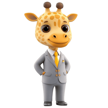 Cheerful giraffe character in a business suit png