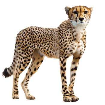 Cheetah in natural pose on white bg png