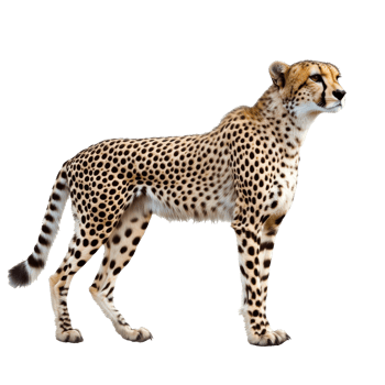 Cheetah standing confidently in a plain setting png