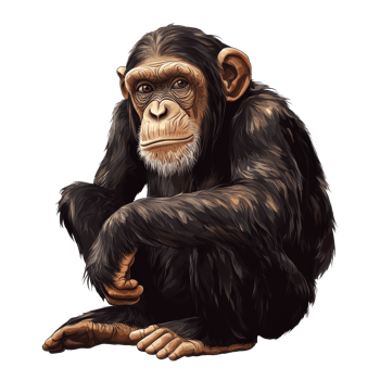 Charming chimpanzee sitting calmly in natural pose png