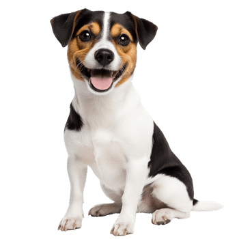 Happy dog sitting on a white background png