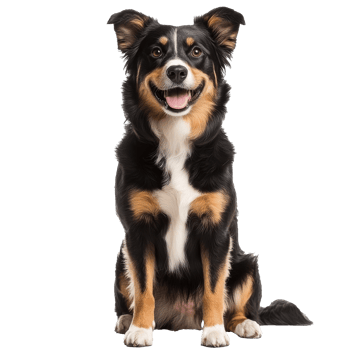Joyful dog poses on white backdrop png