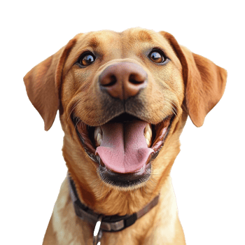 Happy dog with big smile and bright eyes png