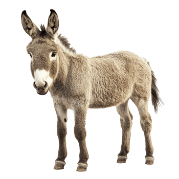 Cute donkey standing in a bright setting png