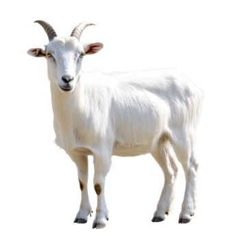 White goat standing against a plain background png