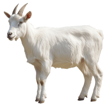 Goat standing on a grassy field in bright sunlight png