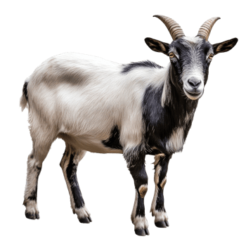 Charming black and white goat standing proudly png