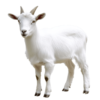 White goat standing on a plain background png