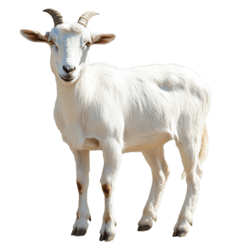 White goat standing in a natural pose outdoors png