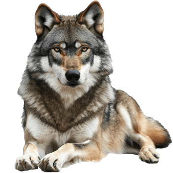 Majestic wolf relaxing in a peaceful setting png