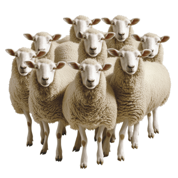 Group of sheep standing together in a field png