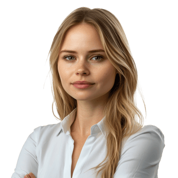 Confident woman with long hair in white shirt png