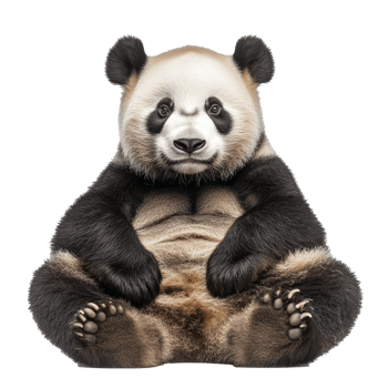 Cute panda sitting comfortably and looking relaxed png