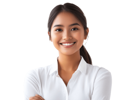Young woman smiling confidently in bright setting png